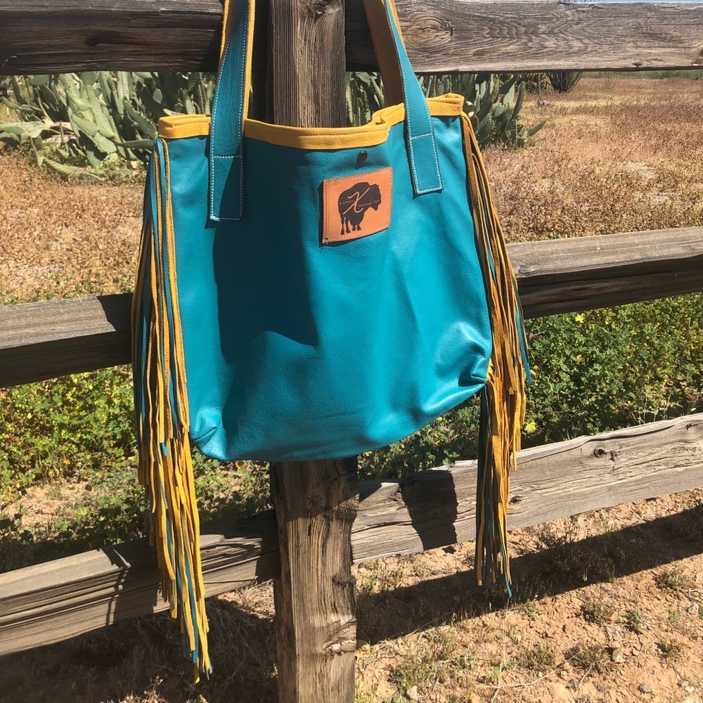💥HP Leather & Navajo Aztec Wool Purse Long Fringe - Picture 4 of 8